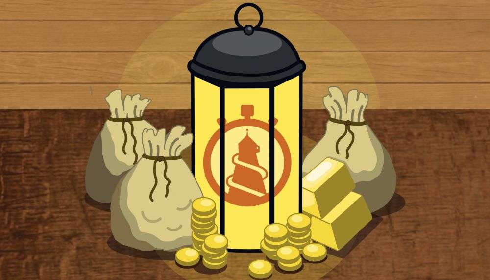 Pier Pressure Smuggler's Secret escape room logo featuring 1700s cabin elements and mysterious alchemy themes